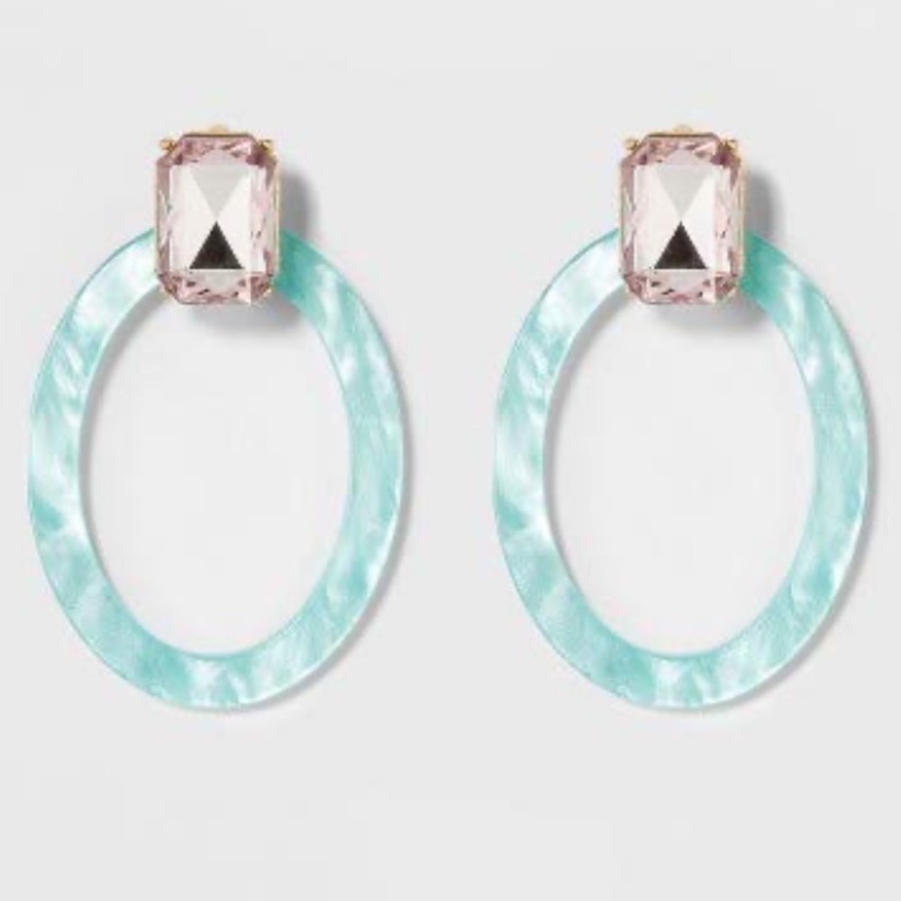 SUGARFIX Crystal Studs Resin Hoop Earrings